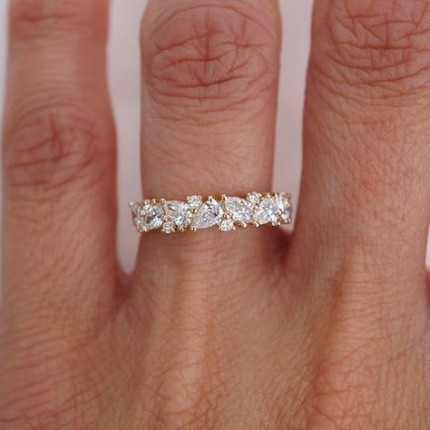 Pear Wedding Band, Unique Diamond Wedding Bands, Floral Wedding Bands, Happy Jewelry, Diamond Stacking Rings, Ring Inspo, July Wedding, 2025 Wedding, Antique Wedding