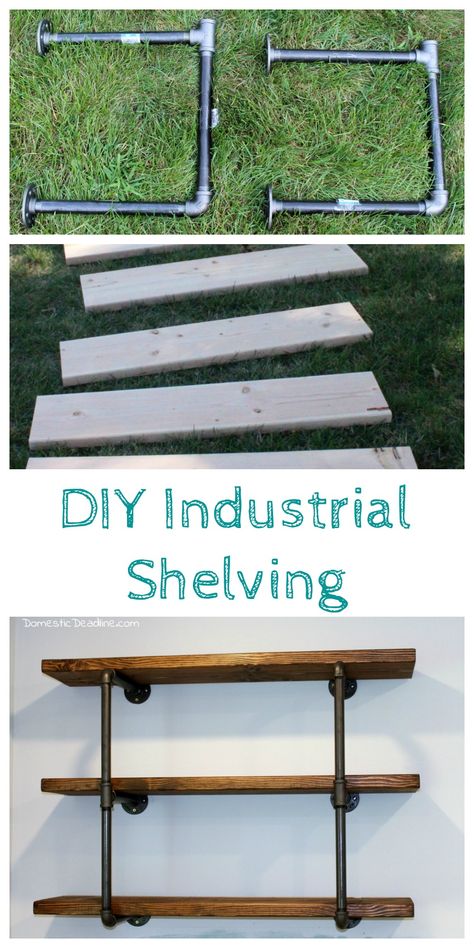 Industrial Bedroom Diy, Industrial Diy Decoration Ideas, Diy Industrial Home Decor, Industrial Shelf Diy, Diy Farmhouse Kitchen, Industrial Decor Kitchen, Urban Industrial Decor, Fixer Upper Kitchen, Industrial Diy