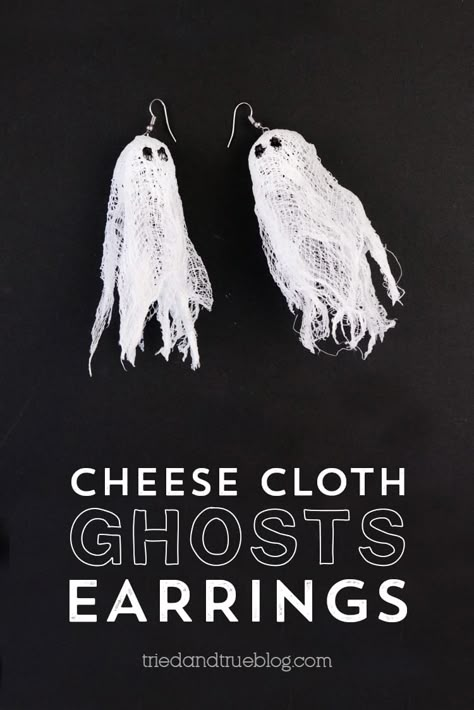 Cheesecloth Ghost Diy, Halloween Jewelry Diy, Cheesecloth Ghost, Diy Ghost, Ghost Diy, Ghost Earrings, Fall Halloween Crafts, Halloween Diy Crafts, Big Night