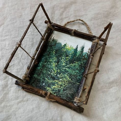 Art Made Of Nature, Frame Diy Ideas Crafts, Making Decorations For The Room, Craft With Photos, Creative Things To Make For Your Room, Art Framing Ideas, Frame Art Ideas, Frame For Painting, Painted Photo Frames