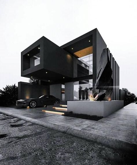 Black modern exterior design novarch architecture studio Followers Instagram, Container House Design, Modern Architecture House, Black House Exterior, Luxury Homes Dream Houses, Free Instagram, Bedroom Designs, Dream House Exterior, House Architecture Design