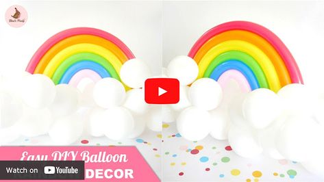 Standing Balloon, Balloon Rainbow, Diy Backdrops, Small Balloons, Balloon Installation, Table Party, Party Backdrops, Rainbow Balloons, Diy Balloon