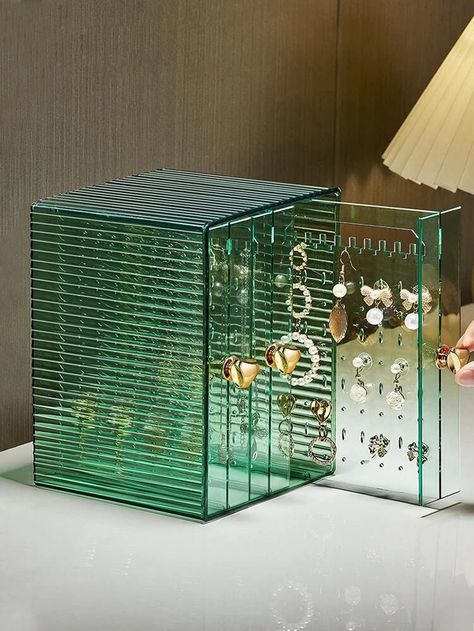 1pc Clear Jewelry Storage Box | SHEIN USA Clear Jewelry, Earring Storage, Jewelry Storage Box, Glass Boxes, Cute Room Decor, House Room, Closet Design, Dream House Decor, Jewelry Storage