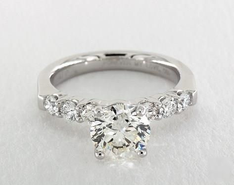 1.5ct Side Stones Round Engagement Ring White Gold Center Stone Engagement Ring, Rings 2023, Round Engagement Ring White Gold, Most Beautiful Engagement Rings, Engagement Rings Ideas, 1 Carat Engagement Rings, Commitment Rings, Round Engagement, Cute Engagement Rings