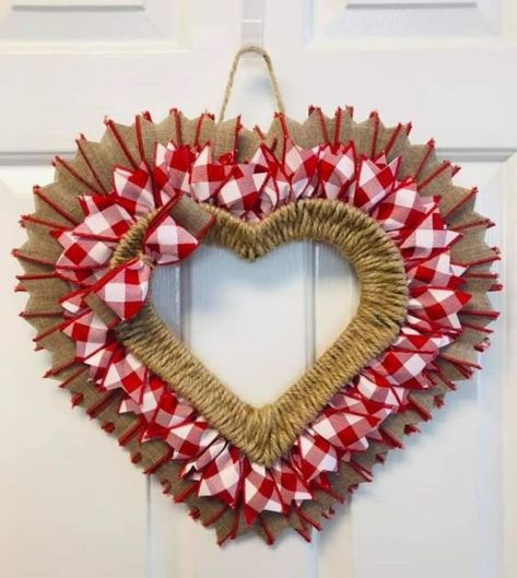 Heart Wreath Diy, Heart Wreaths, Valentines Wreaths, Heart Shaped Wreath, Diy Valentines Day Wreath, Valentine Wreath Diy, Valentine Wreaths, Burlap Wreath Diy, Deco Mesh Wreaths Diy