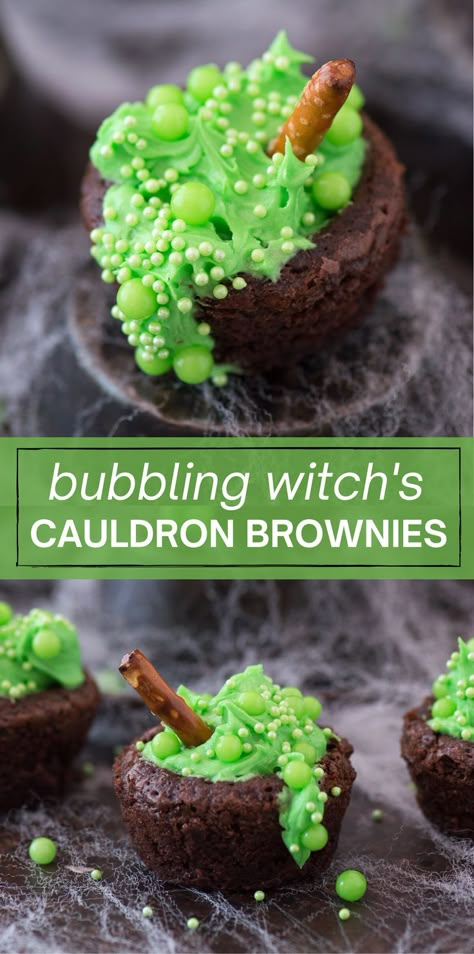 Oct 10, 2020 - Halloween brownies only call for a handful of ingredients! We love making these bubbling witch’s cauldron brownies for our halloween party each year! This is an easy halloween treat for kids to help with! Cauldron Brownies, Halloween Brownies, Kids Halloween Food, Witch's Cauldron, Kid Friendly Dessert, Witchs Cauldron, Halloween Treats For Kids, Spooky Food, Halloween Decor Diy