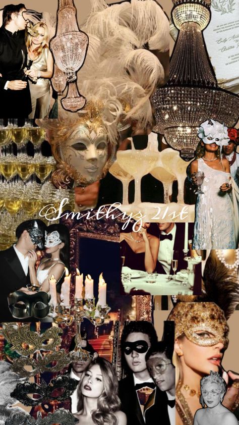 Moodboard Masquerade Birthday Party Ideas, 20s Birthday Party, Roaring 20s Birthday Party, Roaring 20s Birthday, Masquerade Birthday Party, 16 Outfits, Sweet 16 Outfits, Masquerade Theme, Prom Themes