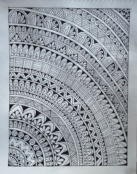 Mandala Drawing Full Page, Easy Full Page Doodles, Simple Easy Mandala Art, Drawing Ideas Full Page, Mandala Full Page, Full Page Sketches, Full Page Mandala Art, Radial Design Art, Full Page Doodle