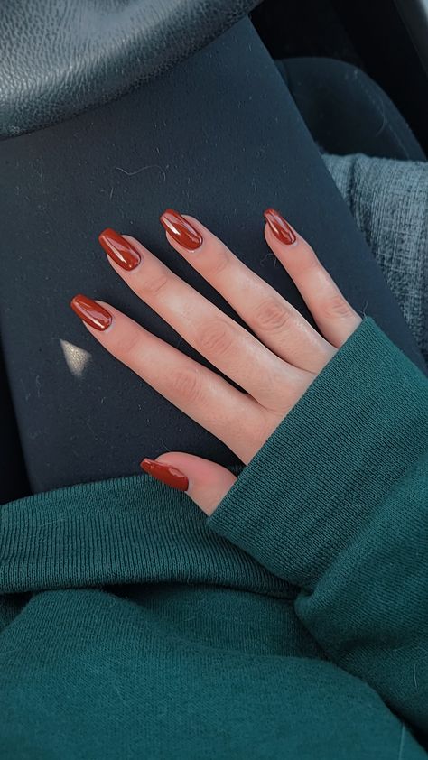 November Nails Colors, Red Orange Nails, Orange Acrylic Nails, Money Nails, Orange Nail Designs, August Nails, Simple Fall Nails, Trendy Nail Designs, September Nails