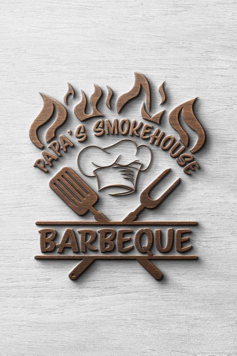 Logo Design for Southern BBQ restaurant. #logodesign #originallogo Bbq Restaurant Design, Bottle Design Water, Southern Bbq, Food Logo Design Inspiration, Container Restaurant, Chef Logo, Logo Cloud, Logo Design Set, Graphics Design Ideas