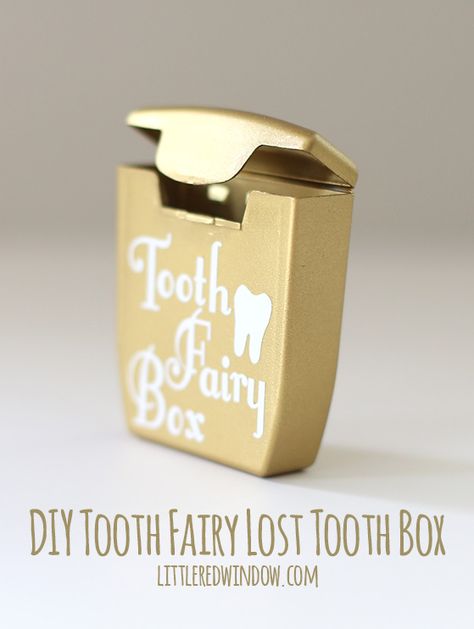 diy tooth fairy lost tooth box made from an old dental floss container - | http://littleredwindow.com... Pillows Cute, Tooth Fairy Letter, Diy Tooth Fairy, Fairy Box, Tooth Fairy Box, Diy Teething, Tooth Box, Lost Tooth, Cute Tooth