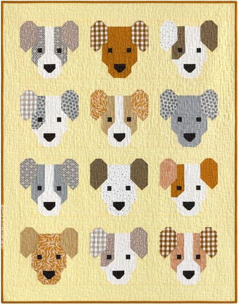 Black Lab Quilt Block, Elizabeth Hartman Puppies Quilt, Elizabeth Hartman Quilts Free Pattern, Dog Quilts Patterns Free, Elizabeth Hartman Patterns, Elizabeth Hartman Quilts, Memory Clothes, Birthday Quilt, Patchwork Quilting Designs