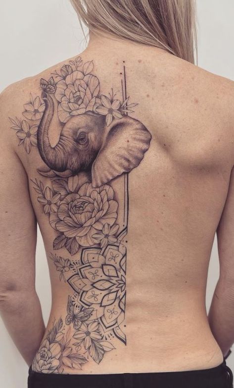 Elephant Tattoos With Trunk Up, Elephant Tattoo With Trunk Up, Elephant With Trunk Up Tattoo, Trunk Up Elephant Tattoo, Elephant Back Tattoo Women, Elephant Tattoos Black Women, Elephant Butterfly Tattoo, Elephant Trunk Up Tattoo, Elephant Back Tattoo