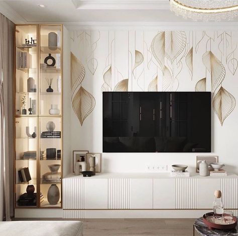 Tv Unit With Mirror, Mirror Panelling, Lcd Design, Tv Unit Designs, Mirror Panel, Lcd Panel, Lcd Panels, Tv Wall Design, Tv Unit Design