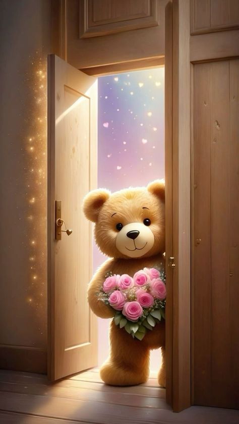 Teddy Bear With Flowers, Transparent Wallpaper, الفن الرقمي, Teddy Bear Wallpaper, Pretty Wallpapers Tumblr, Teddy Bear Pictures, Diy Canvas Wall Art, Love Animation Wallpaper, Bear Pictures