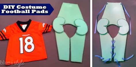 blue i style: {seasonal style} Football Brothers Halloween Costume + 88 More Handmade Costume Ideas! Football Player Halloween, Football Halloween Costume, Football Player Costume, Football Costume, Football Halloween, Football Pads, Football Onesie, Handmade Halloween Costumes, Football Diy