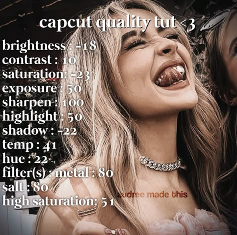 Sabrina carpenter coloring | coloring for fanpages | coloring for edits | edit | Filter Settings Capcut, Pfps For Editors Capcut, Photo Color Edit, Capcut Picture Edit, Capcut Filters For Edits, Ae Like Coloring Capcut, Capcut Edit Coloring, Editing Coloring Capcut, Capcut Filters Adjust