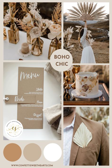 Taupe And Cream Wedding, Brown Colour Wedding Theme, Brown Beige Wedding Decor, Boho Colors Wedding, Cream And Beige Wedding Theme, Taupe And Beige Wedding, Brown And Beige Wedding Decor, Wedding Earthy Theme, Brown And Cream Wedding Decor