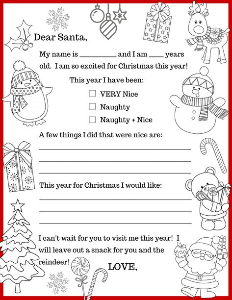 Letter-to-Santa-Coloring-Page-Crafting-A-Lovely-Life.pdf Preschool Christmas Questionnaire, Santa Letter Template Free Printable, Elf Rules, Free Santa Letter Template, Diy Christmas Activities, Activity For Family, Santa Coloring, Tiger Cake, Santa Letters