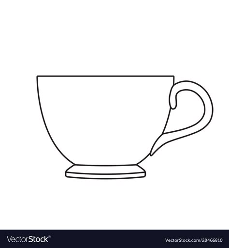 Tea Cup Outline, Cup Outline, Drawing Cup, Tea Cup Drawing, Cup Drawing, Paper Tea Cups, Cute Tea Cups, London Tea, Outline Images