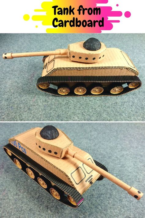 Cardboard Army Tank Diy, Cardboard Tank Diy, Diy Army Tank, Army Crafts For Kids, Tank Cardboard, Cardboard Tank, Tank Craft, Christmas Gift Crafts, Army Crafts