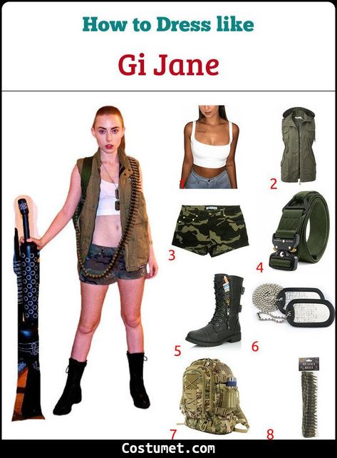 G.I. Jane Costume for Cosplay & Halloween 2021 Gi Jane Costume, Jane Costume, G I Jane, Gi Jane, Tough Woman, Best Costumes, Fantasy Fest, Dog Tags Military, White Crop Tank