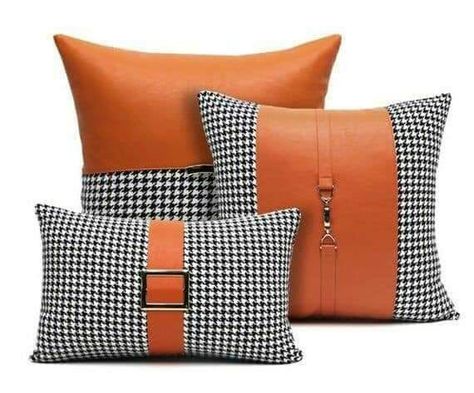 Houndstooth Pillows, Deco Accessories, Cushion Embroidery, Sewing Cushions, Crochet Cushion Cover, Pillow Crafts, Bantal Sofa, Patchwork Cushion, Cushion Cover Designs