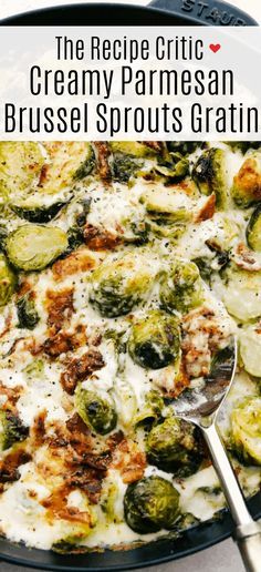 Creamy Parmesan Brussel Sprouts Gratin with Bacon is cheesy, savory and perfect for your holiday meals. Tender crisp brussels sprouts are smothered in a creamy sauce and topped with cheese and crunchy bacon. It's sure to be a crowd pleaser. Brussel Sprout Au Gratin With Bacon, Tender Brussel Sprout Recipes, Brussels Au Gratin, Brussel Sprouts Gratin, Brussel Sprouts Au Gratin, Parmesan Brussel Sprouts, Creamy Brussel Sprouts, Parmesan Brussels Sprouts, Baked Brussel Sprouts