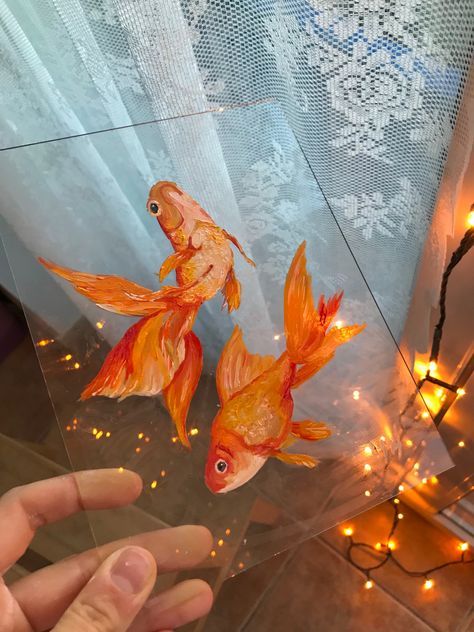 Aquarium Glass Painting, Glass Paint On Mirror, Painting With 3d Elements, Paintings On Glass Frames Aesthetic, Painting Ideas On Objects, Painting In Glass Frame, Painting On Clear Acrylic, Glass Painting Frames, Glass Picture Frame Painting