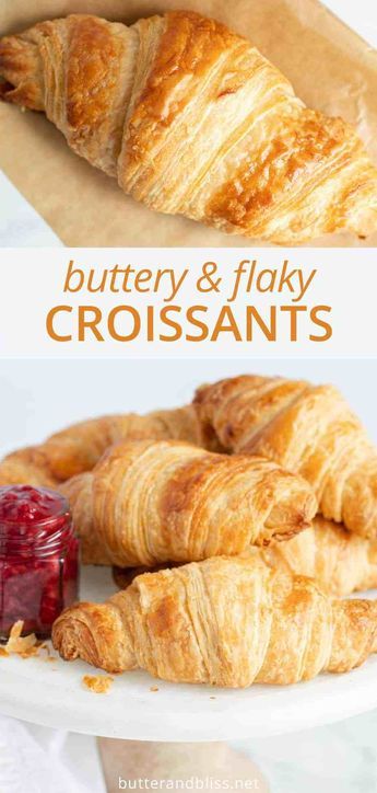 Crossant Recipes, Croissants Recipe, Flaky Croissants, Pudding Chia, Homemade Croissants, Croissant Recipe, Braided Bread, Cloud Bread, Easy Bread Recipes