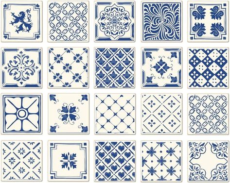 Poromoro Spanish Portuguese Azulejo Style Backsplash Peel and Stick Tile Stickers Set of 20 pcs(3.9_D) : Amazon.ca: Tools & Home Improvement Classy Wall Decor, Retro Tile, Vinyl Wall Tiles, Mosaic Tile Stickers, Wall Decor Diy, Delft Tiles, Kitchen Wall Stickers, Geometry Design, Waterproof Wall