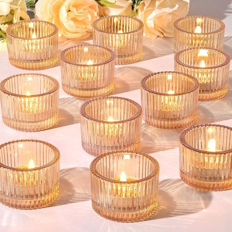 Amazon.com: HAVITI 24 pcs Tealight Gold Candle Holders, Votive Tea Light Candle Holder Glass for Gold Centerpieces Wedding Christmas Table Decor, Party Supplies, Home Decor : Home & Kitchen Centerpieces Wedding Christmas, Small Votive Candle Holders, Tea Lights Centerpieces, Gold Votive Candle Holders, Table Decor Party, Gold Votive Candles, Gold Wedding Centerpieces, Sparkling Candle, Christmas Advent Wreath