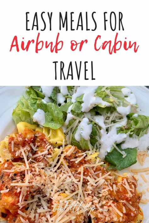 Meals At The Cabin, Easy Take Along Meals, Cabin Weekend Meals, Weekend Menu For Cabin, Meals To Make At Airbnb, Recipes For Vacation Meals, Healthy Meals While Traveling, Beach Condo Meals, Lake Vacation Food Ideas