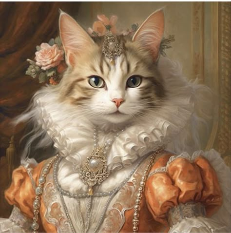 "Noblesse Oblige" Carpet Ideas 2023, Cat Queen, Noblesse Oblige, Royal Animals, Majestic Cat, Cat Portrait Painting, Iphone Wallpaper Aesthetic, Fancy Cats, Carpet Ideas