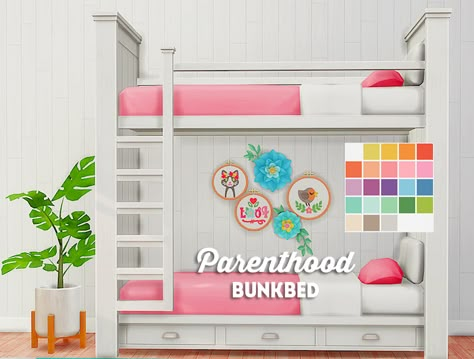 [ts4] Brohill Parenthood bunkbed - recolorToday I have another bunkbed-recolor to share with you 💗 Big thanks to Illogicalsims for bringing us these awesome meshes!Illogicalsims brohill top bunk... Sims 4 Beds, Lotes The Sims 4, Sims 4 Cheats, Sims Baby, Sims 4 Traits, The Sims 4 Pc, Play Sims 4, Furniture Cc, The Sims 4 Packs