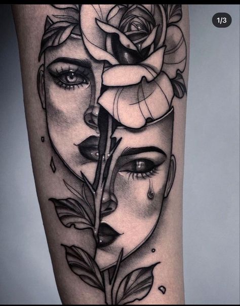 Two Faces Tattoo Woman, Double Face Tattoo, Graceful Tattoo, Rug Tattoo, Mandala Tattoos For Women, Cute Foot Tattoos, Pisces Tattoo Designs, Cute Hand Tattoos, Wicked Tattoos