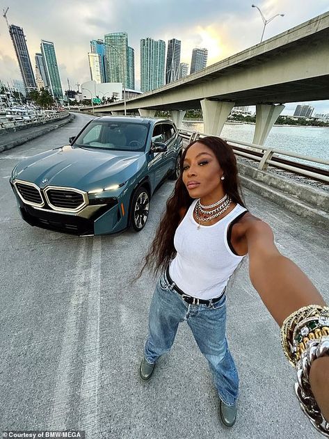 Naomi Campbell Outfits, Car Photography Aesthetic, Naomi Campbell Style, Naomi Campbell 90s, Alton Mason, Car Women, Bmw Xm, Birthday Shoots, In Love With Nature