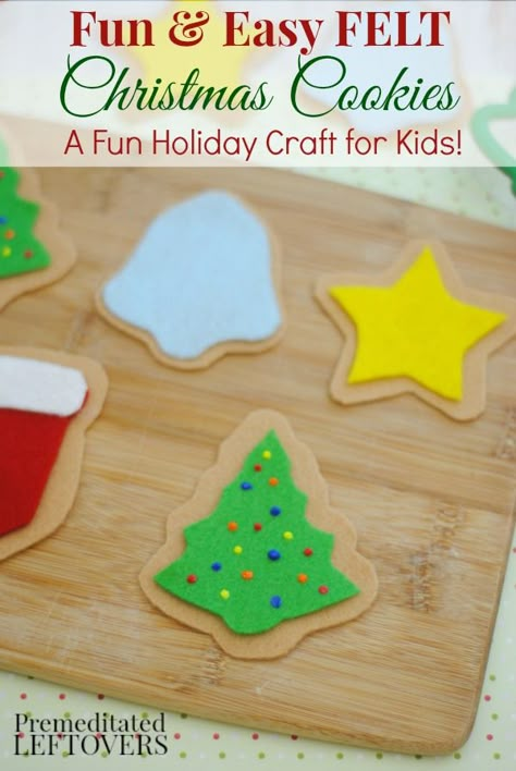 Felt Christmas Cookies, Christmas Tree Kids, Felt Cookies, Diy Felt Christmas, Fun Holiday Crafts, Felt Food Patterns, Felt Food Diy, Cookie Craft, Dramatic Play Preschool