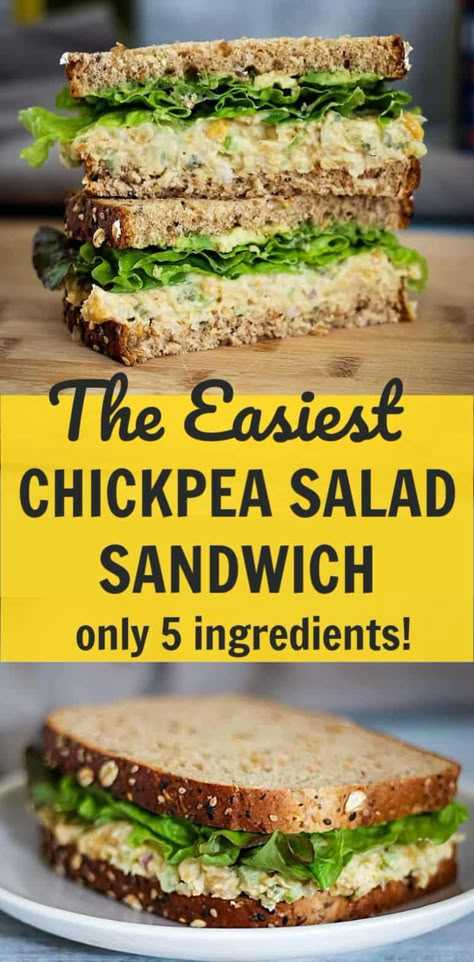 Smashed Chickpea Salad, Smashed Chickpea, Vegan Chickpea Salad, Sandwich Vegetarian, Vegetarian Sandwich Recipes, Salad Sandwich Recipe, Vegan Sandwich Recipes, Chickpea Salad Sandwich, Resep Salad