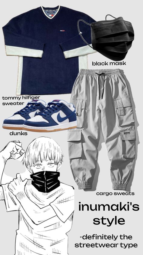 inumaki from jjk #outfitinspo Anime Style Outfit Men, Inumaki Outfit, Anime Modern Clothes, Jujutsu Kaisen Outfit Ideas, Inumaki Toge Aesthetic, Jujutsu Kaisen Inspired Outfits, Jjk Inspired Outfits, Jjk Outfit Ideas, Jujutsu Kaisen Outfits