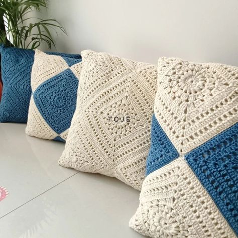 Denim Delight | Modern Aesthetic Touch Our New Creation | Crochet Cushion Cover Set of 5 . .Dm to book or for more details ! [Crochet cover, crochet cushion cover, crochet pillow shams, pinteresty cushion, home decor, living room decor] #crochetcushioncover #tojeofficialstore #pillowshams #denimcushion #trendinreels #motherssupportingmothers #mothersdaygiftideas Cushion Cover Crochet, Crochet Diy Tutorial, Cushion Tutorial, Crochet Cushion, Crochet Cushion Cover, Crochet Cover, Designing Ideas, New Creation, Crochet Cushions