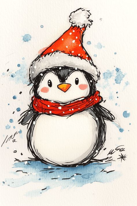 Christmas Picture Drawing, Drawing For Christmas Easy, Christmas Ideas For Drawing, Christmas Art Drawing Sketch, Cute Doodles Christmas, Easy Drawing For Christmas, New Year Pictures Drawing, Christmas Diy Drawings, Simple Drawings Christmas