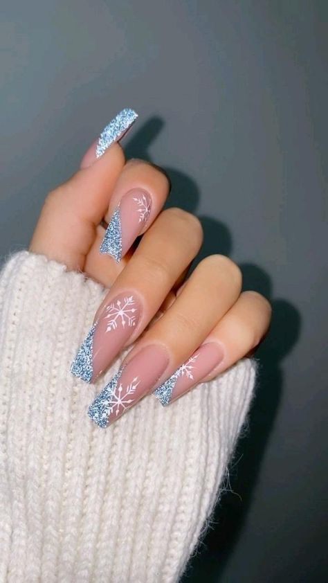 Winter Nails Acrylic, Christmas Gel Nails, Acrylic Nails Coffin Pink, Christmas Nails Acrylic, New Year's Nails, Xmas Nails, Coffin Nails Designs, Cute Acrylic Nails, Holiday Nails