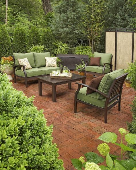 . Tropical Patio Furniture, Green And Brown Patio Decor, Green Patio, Green Patio Decor, Green Patio Furniture, Dark Brown Outdoor Furniture, Lowes Patio Furniture, Best Patio Furniture For Brown Dexks, Brown Wicker Patio Furniture Ideas