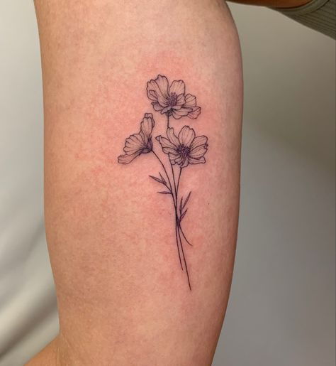 Buttercups Flower Tattoo, Cornelia Flower Tattoo, Cosmos Birth Flower Tattoo, Cosmo And Marigold Flower Tattoo, Cosmos Flower Tattoo October, Cosmo Flower Drawing, Cosmos Flower Tattoos, October Birth Flower Tattoo Cosmos, Cosmo Flower Tattoo October