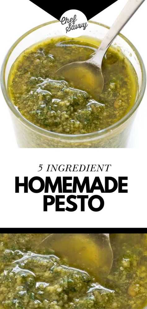 Save this recipe for the Best Easy 5 Ingredient Homemade Pesto! This super easy 5 Ingredient Homemade Basil Pesto recipe takes only 5 minutes to make and is so much better than store-bought. Plus, I’ve collected 15 of my favorite recipes to use this pesto in one place. Follow Chef Savvy for more Easy Meal Prep Recipes! Pesto Appetizers, Homemade Basil Pesto, Basil Pesto Recipe, Pesto Sauce Recipe, Homemade Pesto Recipe, Pesto Recipes, Chef Savvy, Homemade Pesto Sauce, Basil Pesto Recipes