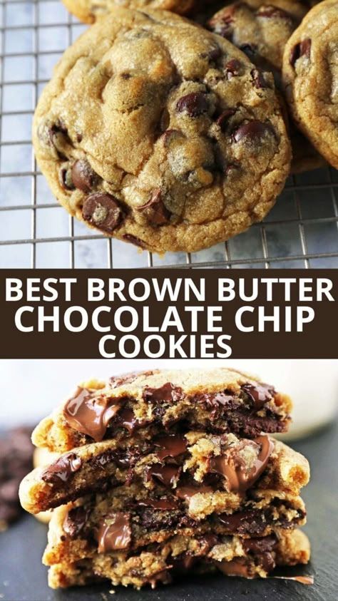 Best Brown Butter Chocolate Chip Cookie Recipe. How to make the best salted brown butter chocolate chip cookies at home. These chocolate chip cookies have rich, toffee notes with chocolate chunks. Saucepan chocolate chip cookie recipe. Best Choc Chip Cookies, Browned Butter Chocolate Chip Cookies, Ultimate Chocolate Chip Cookies, Brown Butter Chocolate Chip, Brown Butter Cookies, Ultimate Chocolate Chip Cookie, Brown Butter Chocolate Chip Cookies, Brown Sugar Recipes, Best Chocolate Chip Cookies Recipe