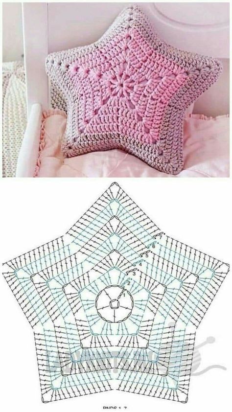 Projek Mengait, Star Pillow, Crochet Cushion Cover, Crochet Pillow Pattern, Mode Crochet, Crochet Pillows, Crochet Stars, Crochet Design Pattern, Crochet Cushions