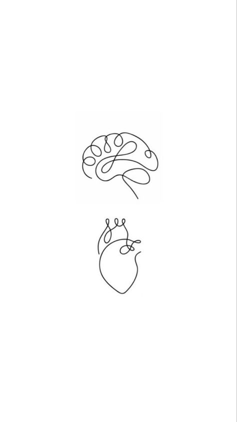 Brain Line Tattoo, Mind And Heart Tattoo Minimalist, Brain Tattoo Ideas Simple, Tiny Brain Tattoo, Tattoos For Psychologists, Small Brain Tattoo, Head And Heart Tattoo, Psychology Tattoo Minimalist, Psychology Tattoos