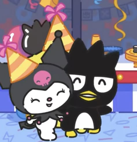 Kuromi And Badtz Maru, Hello Kit, Badtz Maru, Hello Kitty Art, Sanrio Wallpaper, Me And Him, Hello Kitty Friends, Hello Kitty Pictures, Hello Kitty Sanrio